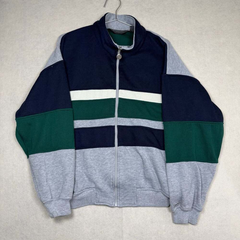 Vintage Christian Dior Monsieur Sweater Mens Large Color Block Full Zip Jacket
